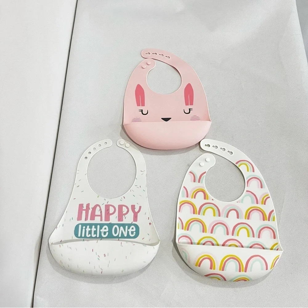 Silicone Bibs 3pk Rainbows Happy Little One Cloud Island